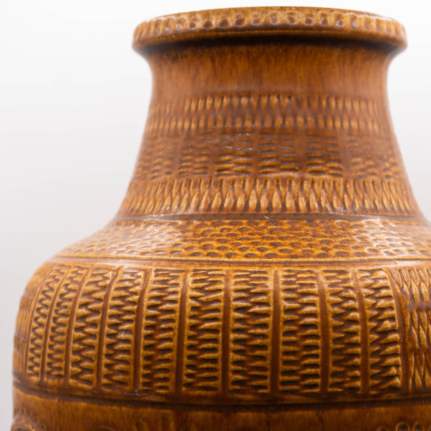 XL Floor Vase 550 - 45 - Ethnic Decor "Contura" in Light Brown - Bay Keramic - c1970s - Floor Vase - The Vintage Tales