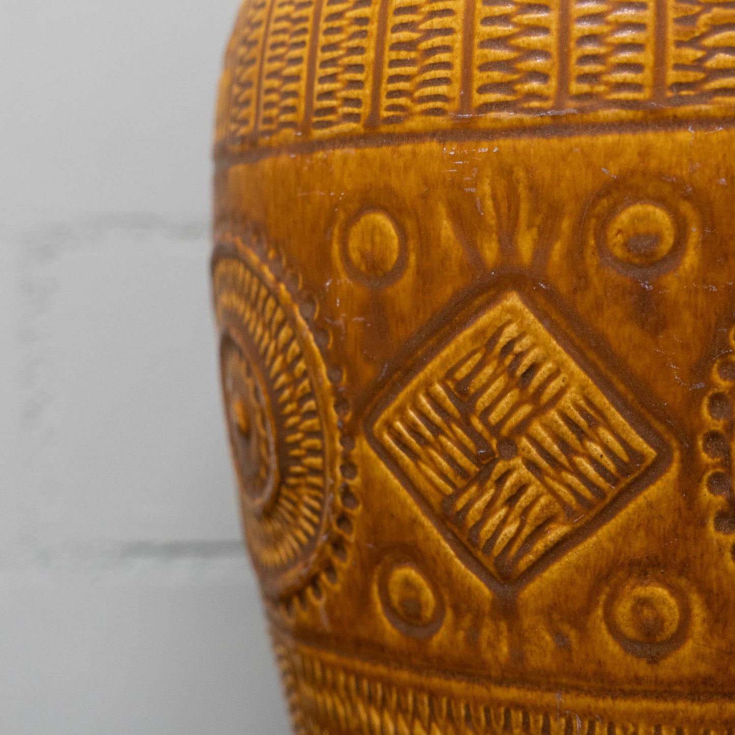 XL Floor Vase 550 - 45 - Ethnic Decor "Contura" in Light Brown - Bay Keramic - c1970s - Floor Vase - The Vintage Tales