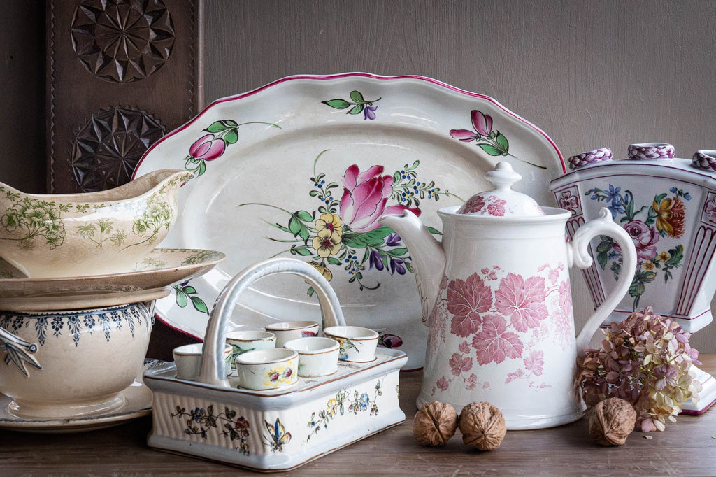 【美品】 アンティークプレートterre de fer Pierrefonds ST AMAND AMANDINOISE TERRE DE FER/カーネーション/France