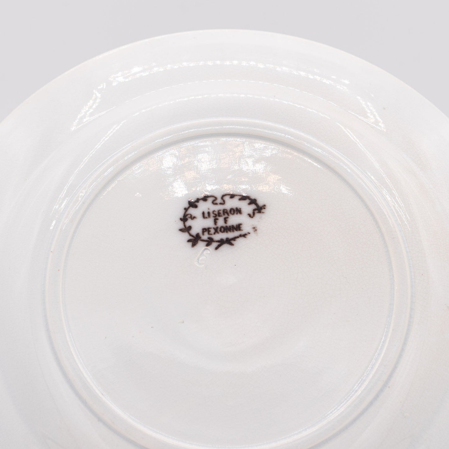 Antique 'Flow Brown' Plates - "Liseron" - FF Pexonne - Set of 4 - 1890s - Cake Plate - The Vintage Tales