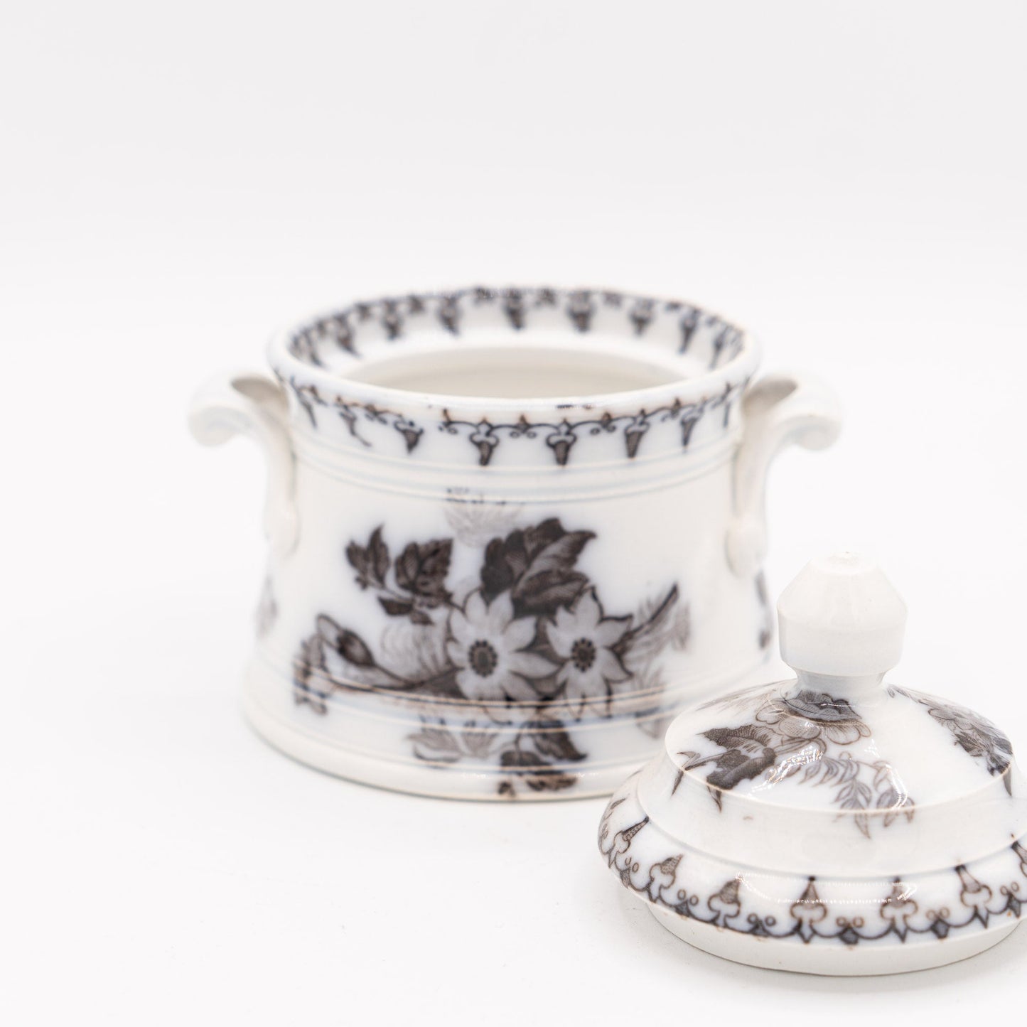 Antique French Sugar Bowl - “Flore" - U&C Sarreguemines - 1880s - Sugar Bowl - The Vintage Tales