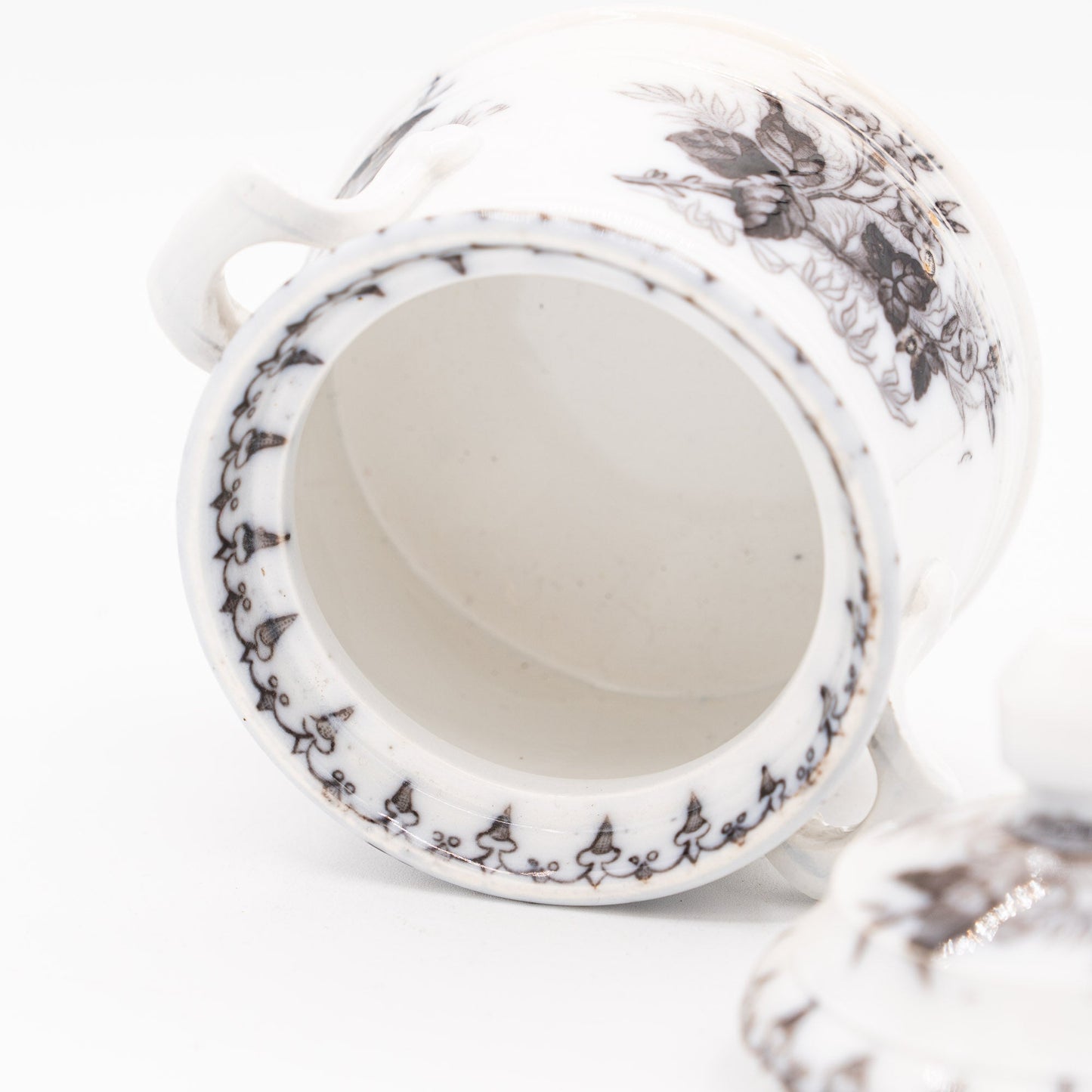 Antique French Sugar Bowl - “Flore" - U&C Sarreguemines - 1880s - Sugar Bowl - The Vintage Tales