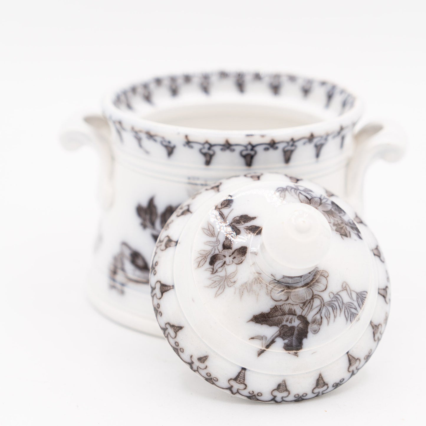 Antique French Sugar Bowl - “Flore" - U&C Sarreguemines - 1880s - Sugar Bowl - The Vintage Tales