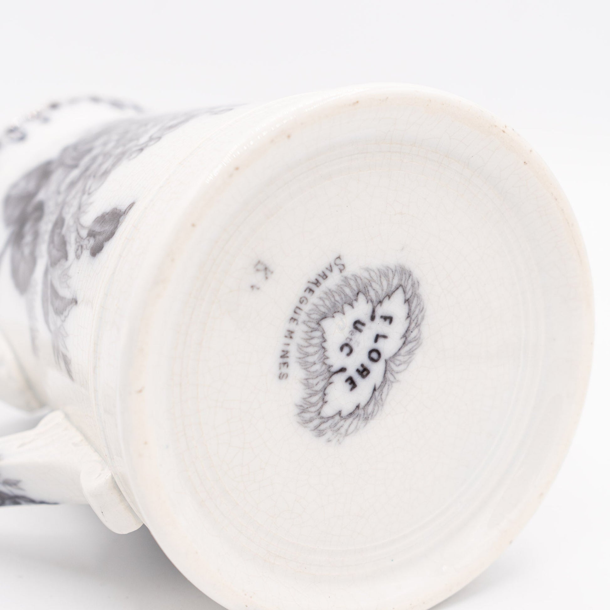 Antique French Teapot - Black Transferware “Flore" - U&C Sarreguemines - 1880s - Tea Pot - The Vintage Tales