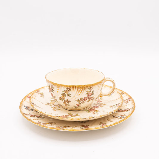 Antique “Louis XV” Trio - Cup, Saucer & Cake Plate - Sarreguemines - 1900s - cup - The Vintage Tales