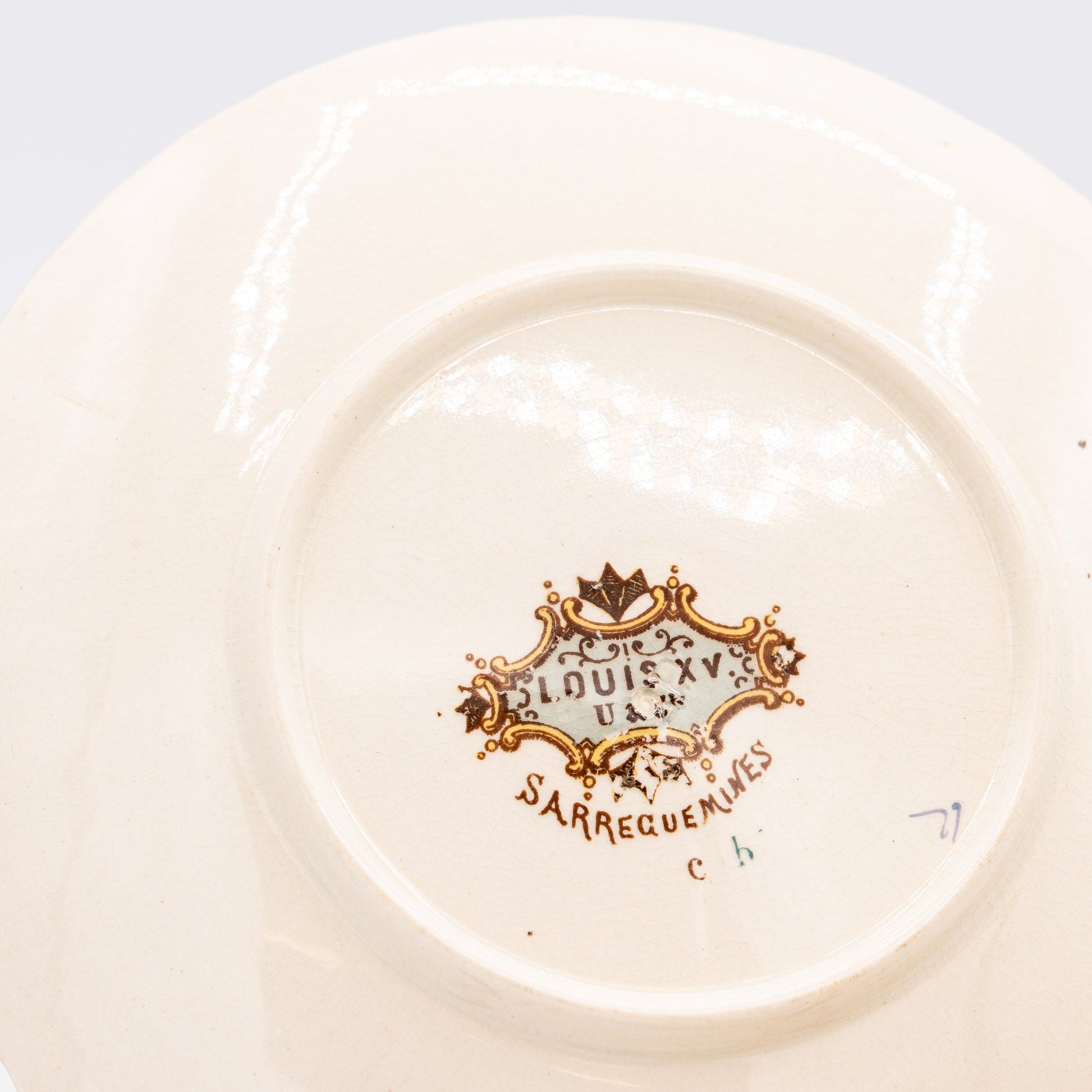 Antique “Louis XV” Trio - Cup, Saucer & Cake Plate - Sarreguemines - 1900s - cup - The Vintage Tales