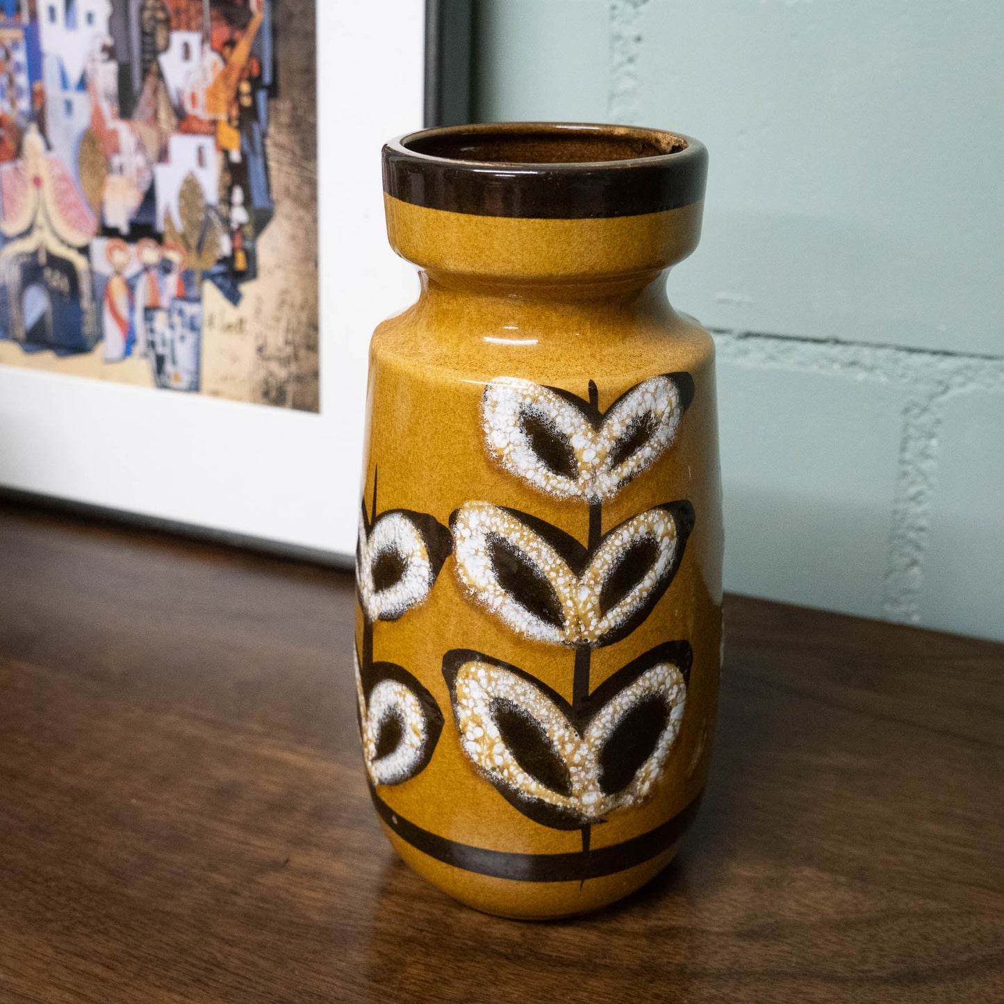 Beautiful Vase in Light Brown with Leave Decor - Form 242 - 22 - Scheurich - c.1970s - Vase - The Vintage Tales