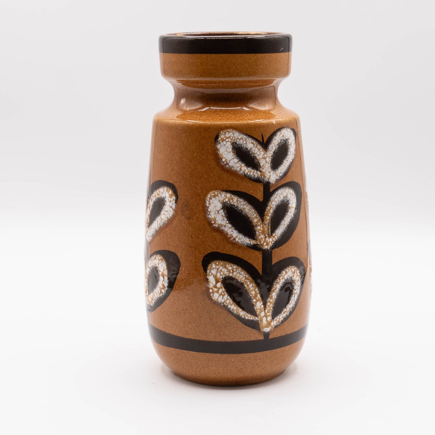 Beautiful Vase in Light Brown with Leave Decor - Form 242 - 22 - Scheurich - c.1970s - Vase - The Vintage Tales