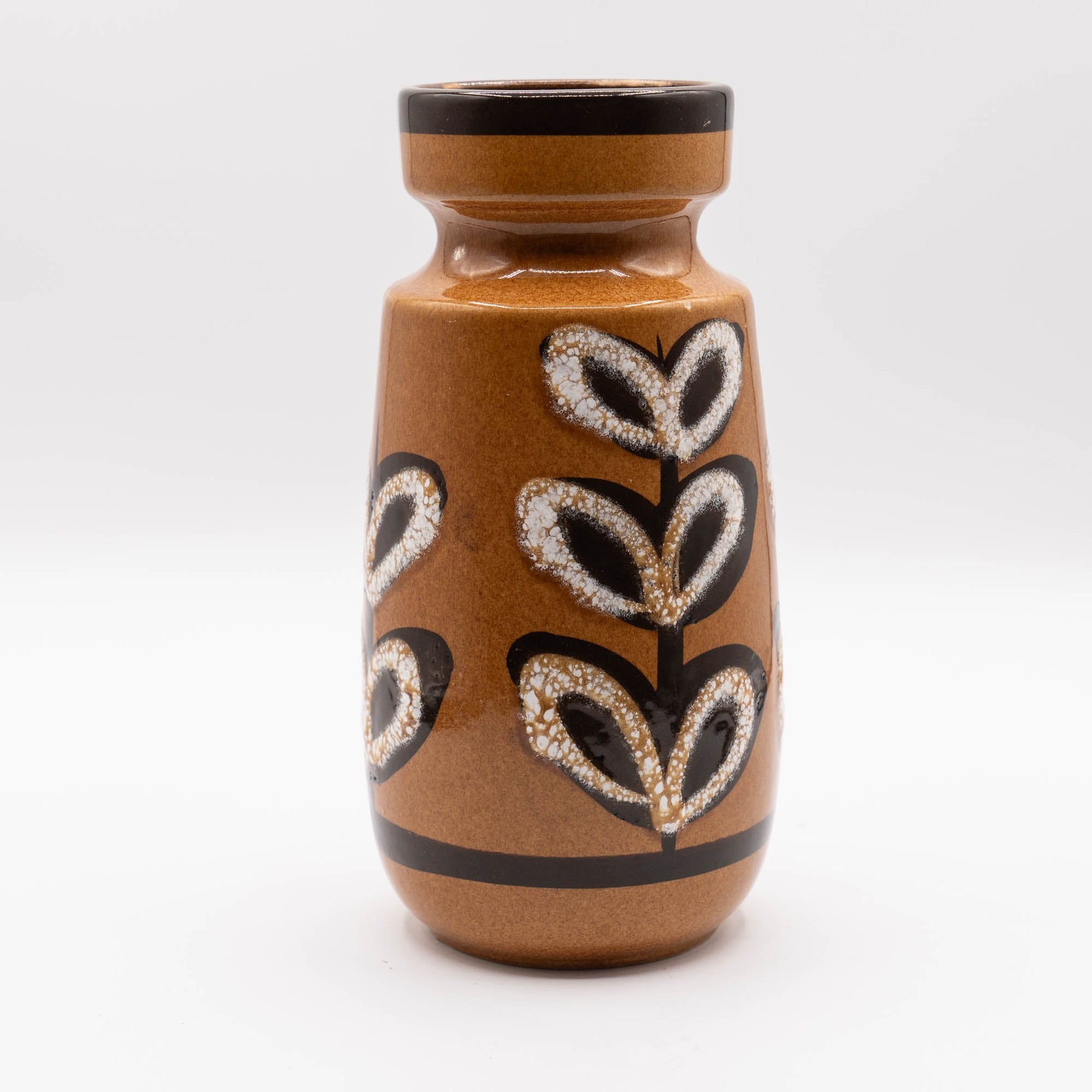 Beautiful Vase in Light Brown with Leave Decor - Form 242 - 22 - Scheurich - c.1970s - Vase - The Vintage Tales