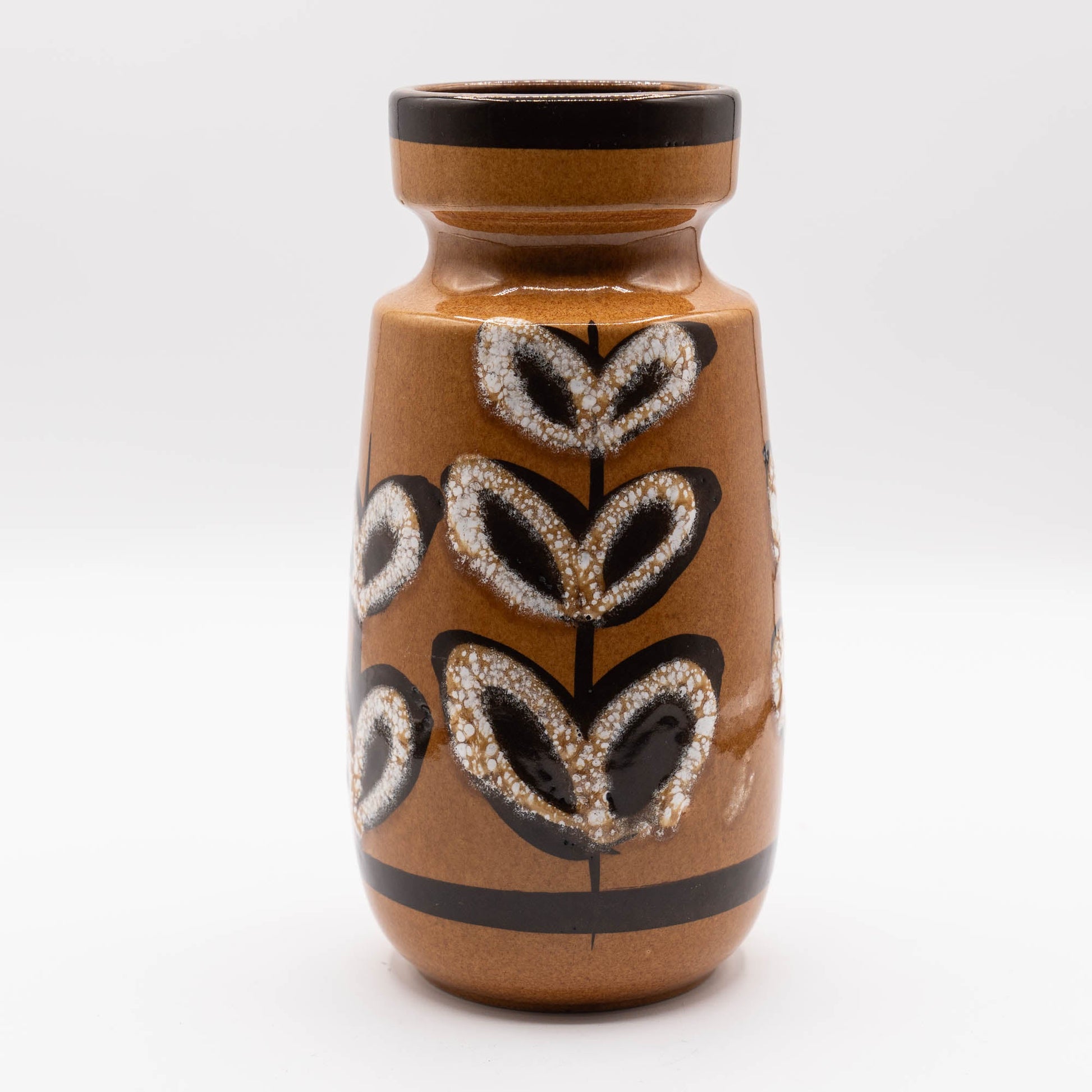 Beautiful Vase in Light Brown with Leave Decor - Form 242 - 22 - Scheurich - c.1970s - Vase - The Vintage Tales