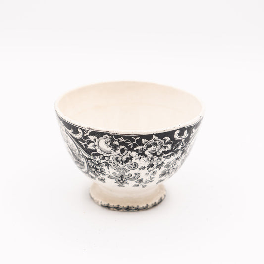 Black & White Café au Lait Bowl - Digoing & Sarreguemines - 1900s - Cake Plate - The Vintage Tales