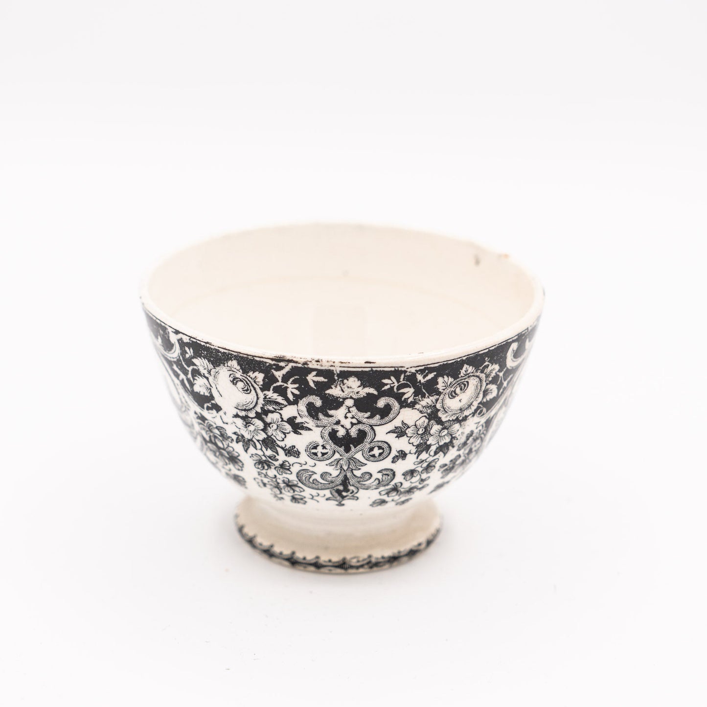 Black & White Café au Lait Bowl - Digoing & Sarreguemines - 1900s - Cake Plate - The Vintage Tales