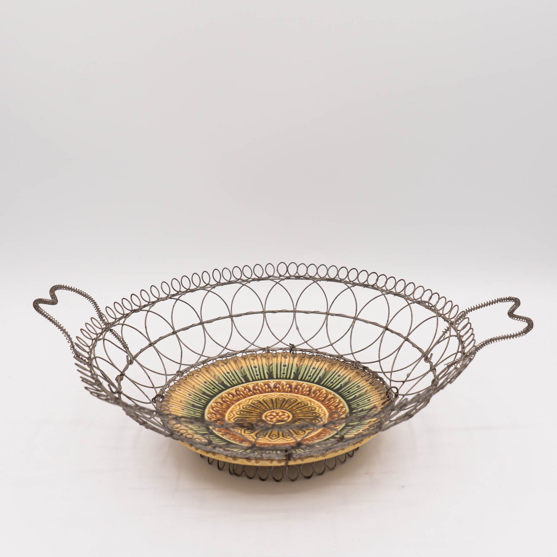 Charming Majolica Wire Basket - Villeroy & Boch - c1900 - The Vintage Tales