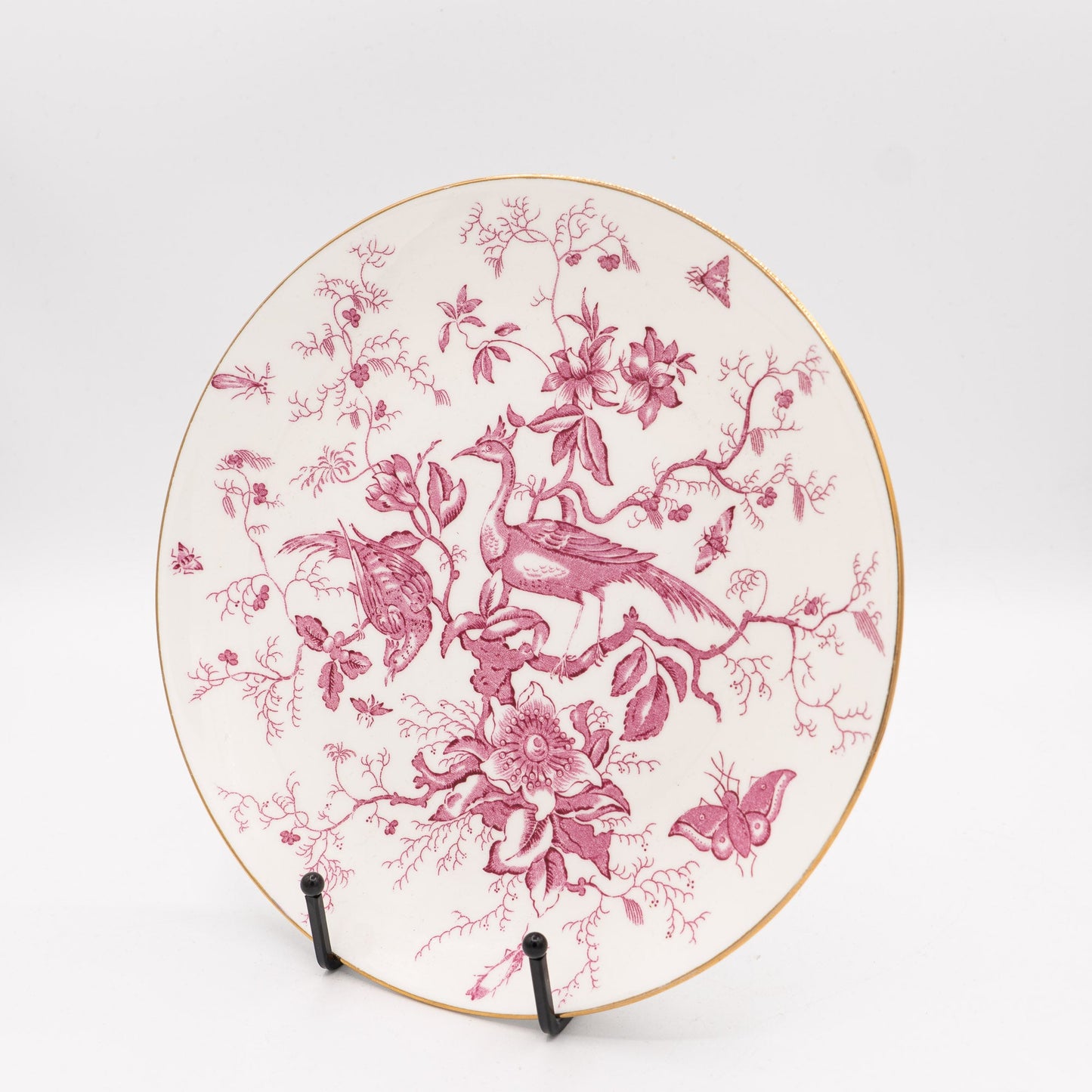 Coalport “Cairo” Plate – Pink Transferware with Gilt Rim – c. 1930–1950 - Cake Plate - The Vintage Tales