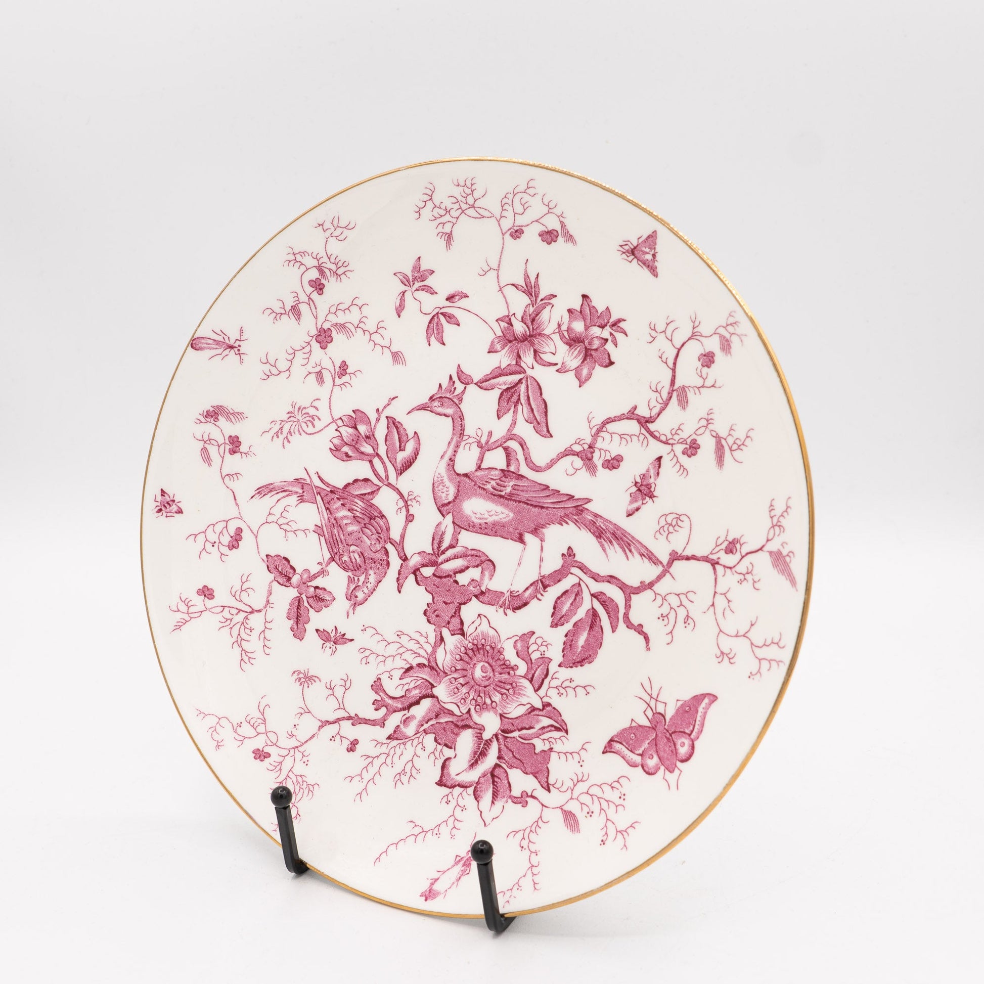 Coalport “Cairo” Plate – Pink Transferware with Gilt Rim – c. 1930–1950 - Cake Plate - The Vintage Tales