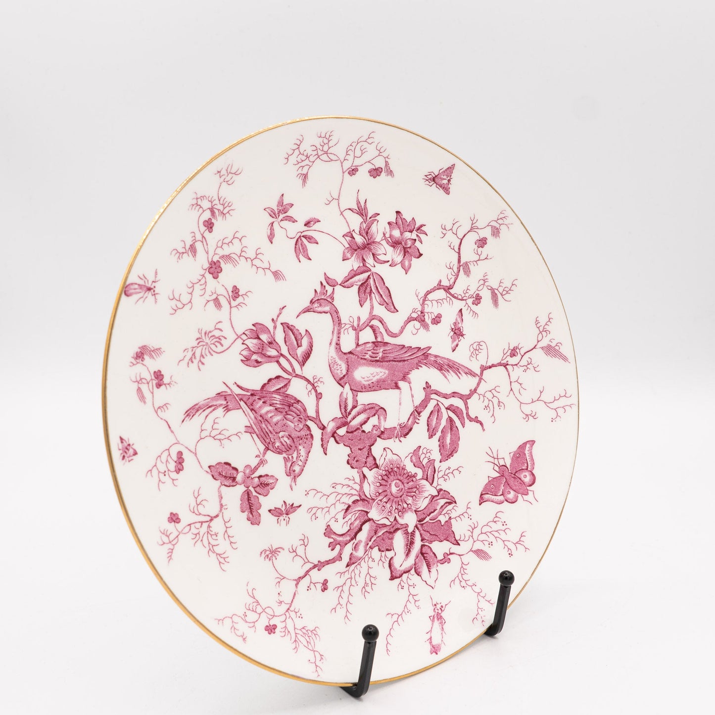 Coalport “Cairo” Plate – Pink Transferware with Gilt Rim – c. 1930–1950 - Cake Plate - The Vintage Tales