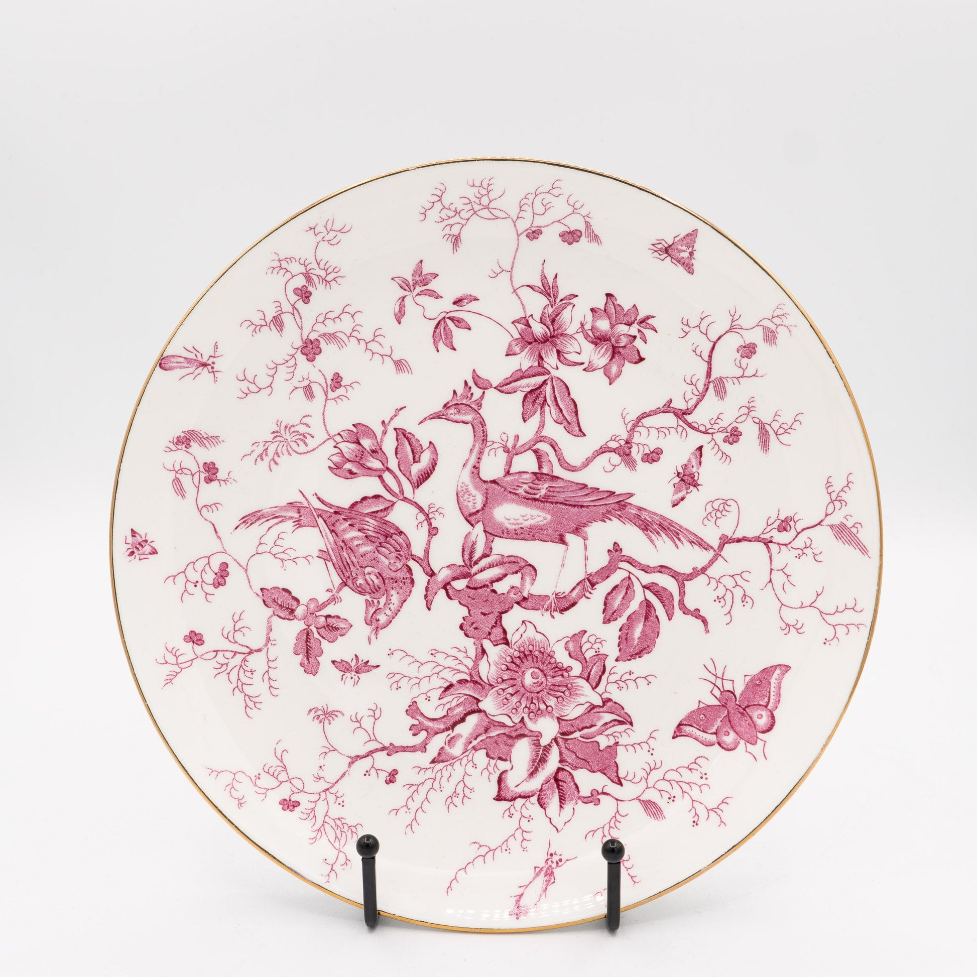 Coalport “Cairo” Plate – Pink Transferware with Gilt Rim – c. 1930–1950 - Cake Plate - The Vintage Tales