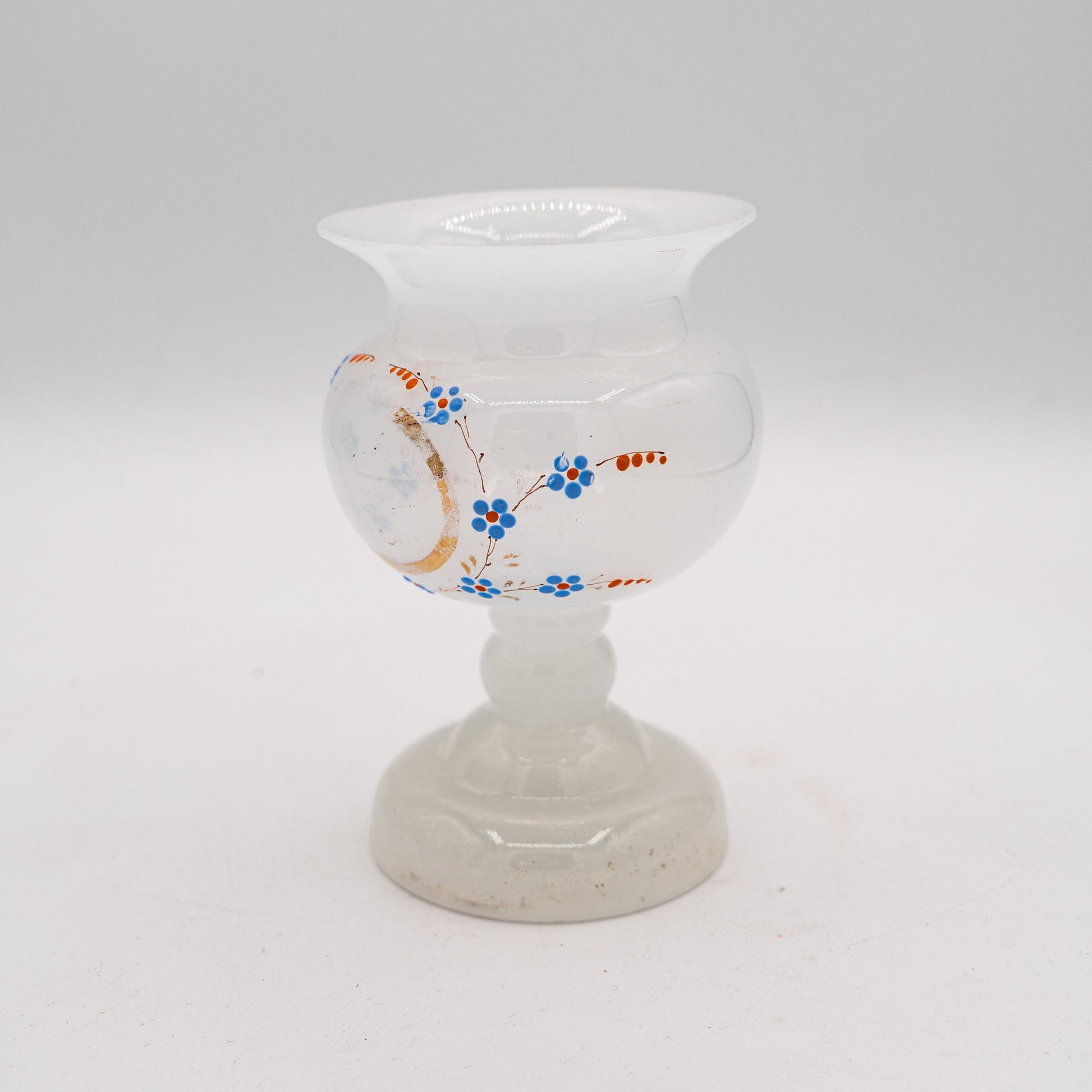 French Milk Glass Posy Vase - Forget - me - nots - 1880s - Accents & Collectibles - The Vintage Tales