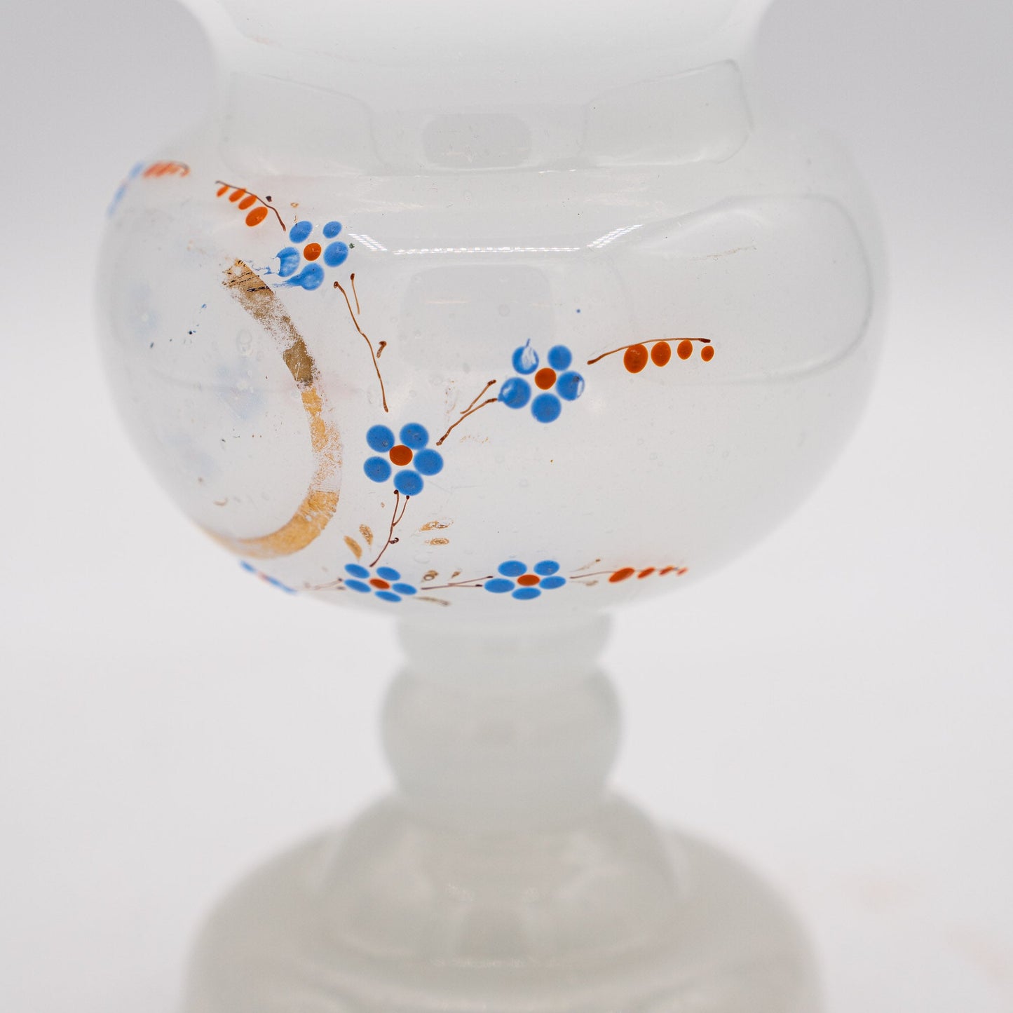 French Milk Glass Posy Vase - Forget - me - nots - 1880s - Accents & Collectibles - The Vintage Tales