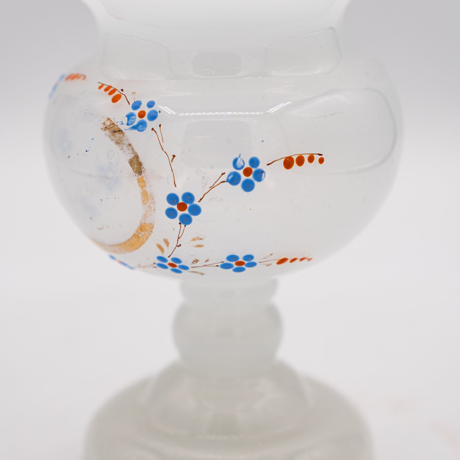 French Milk Glass Posy Vase - Forget - me - nots - 1880s - Accents & Collectibles - The Vintage Tales