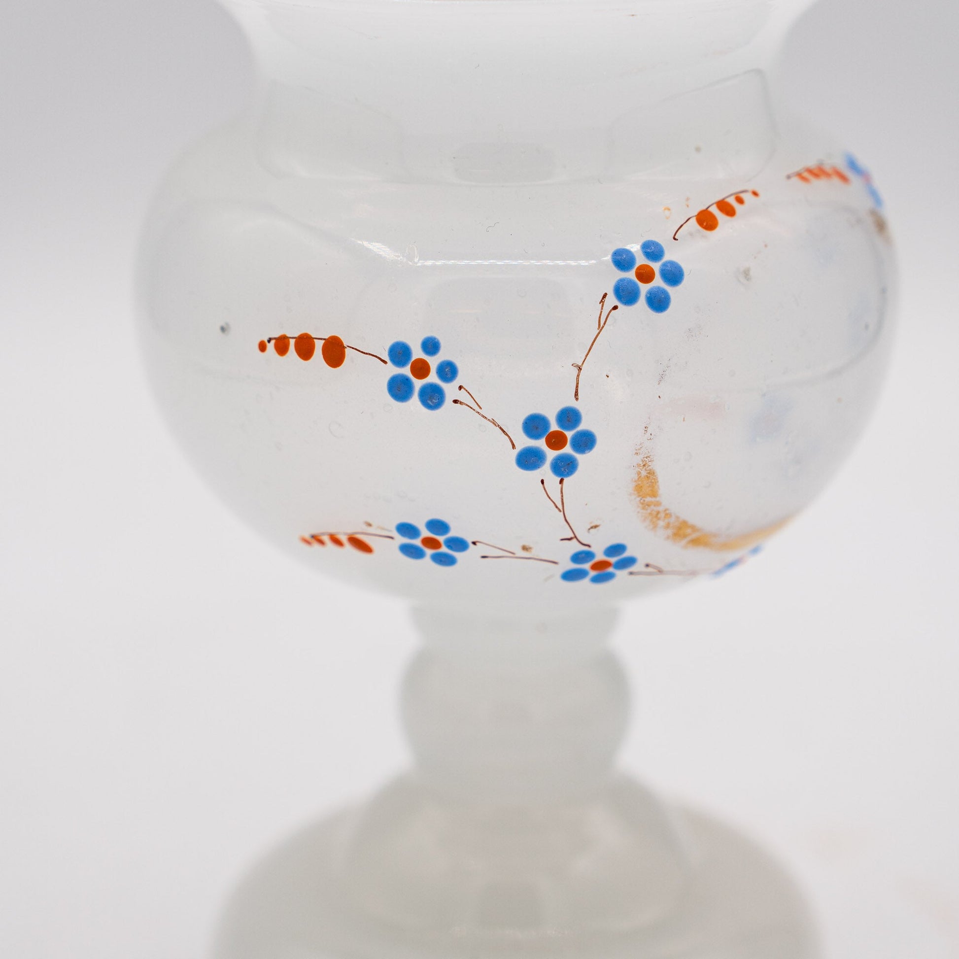 French Milk Glass Posy Vase - Forget - me - nots - 1880s - Accents & Collectibles - The Vintage Tales