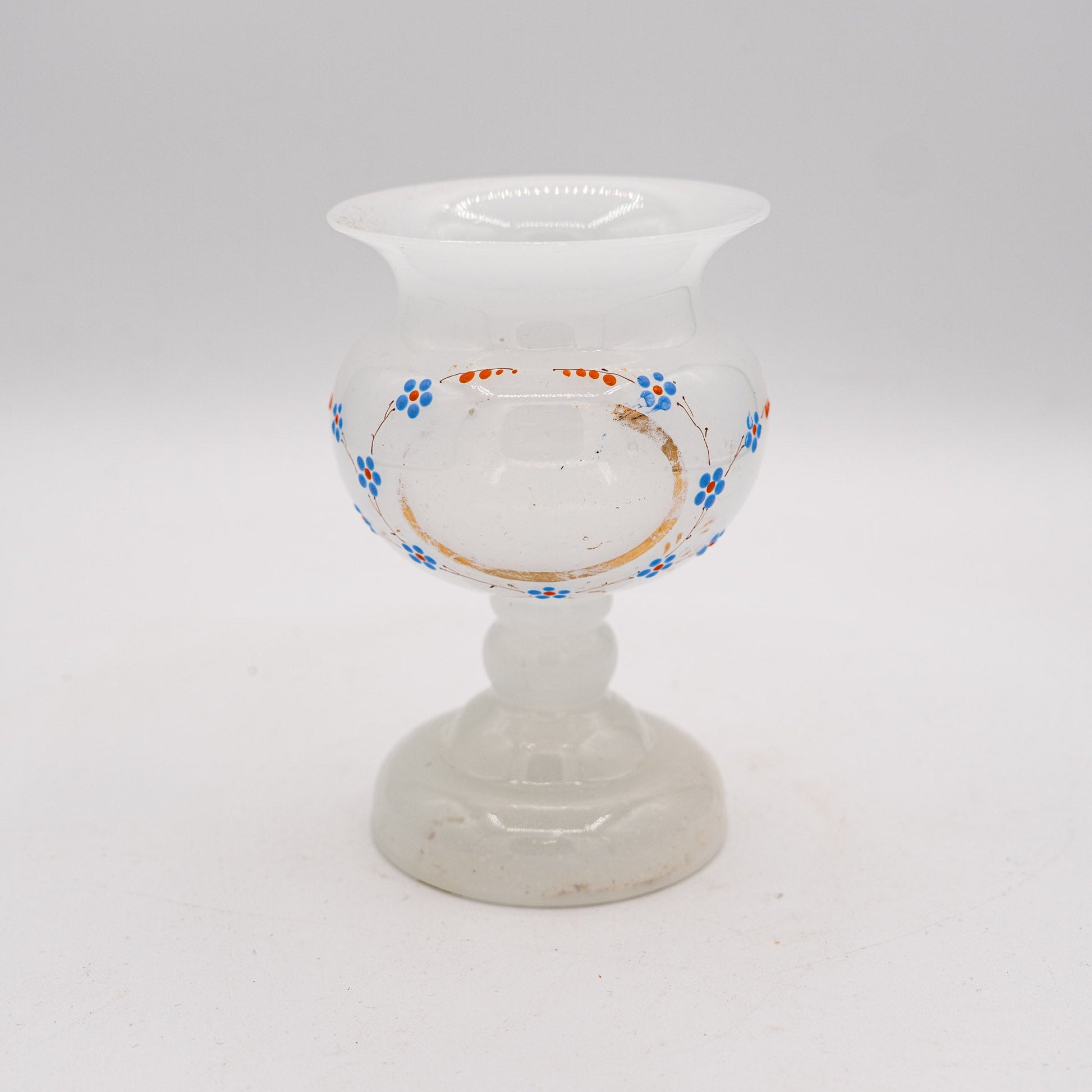 French Milk Glass Posy Vase - Forget - me - nots - 1880s - Accents & Collectibles - The Vintage Tales