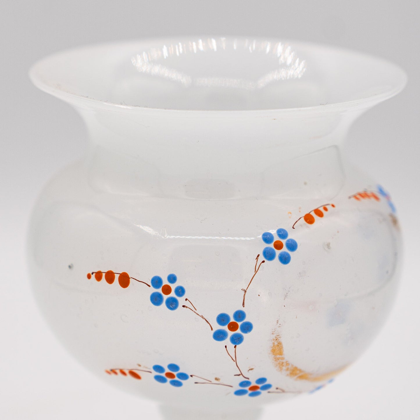 French Milk Glass Posy Vase - Forget - me - nots - 1880s - Accents & Collectibles - The Vintage Tales