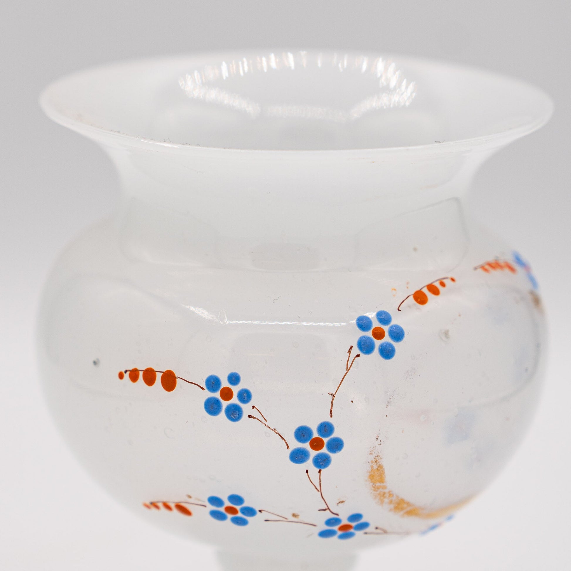 French Milk Glass Posy Vase - Forget - me - nots - 1880s - Accents & Collectibles - The Vintage Tales