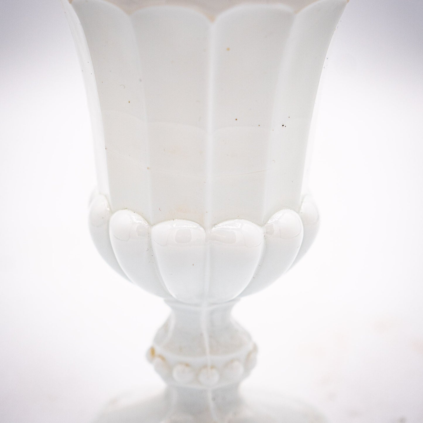 French Opaline Chalice Vase (Lobed & Beaded) – 1910s - Vase - The Vintage Tales