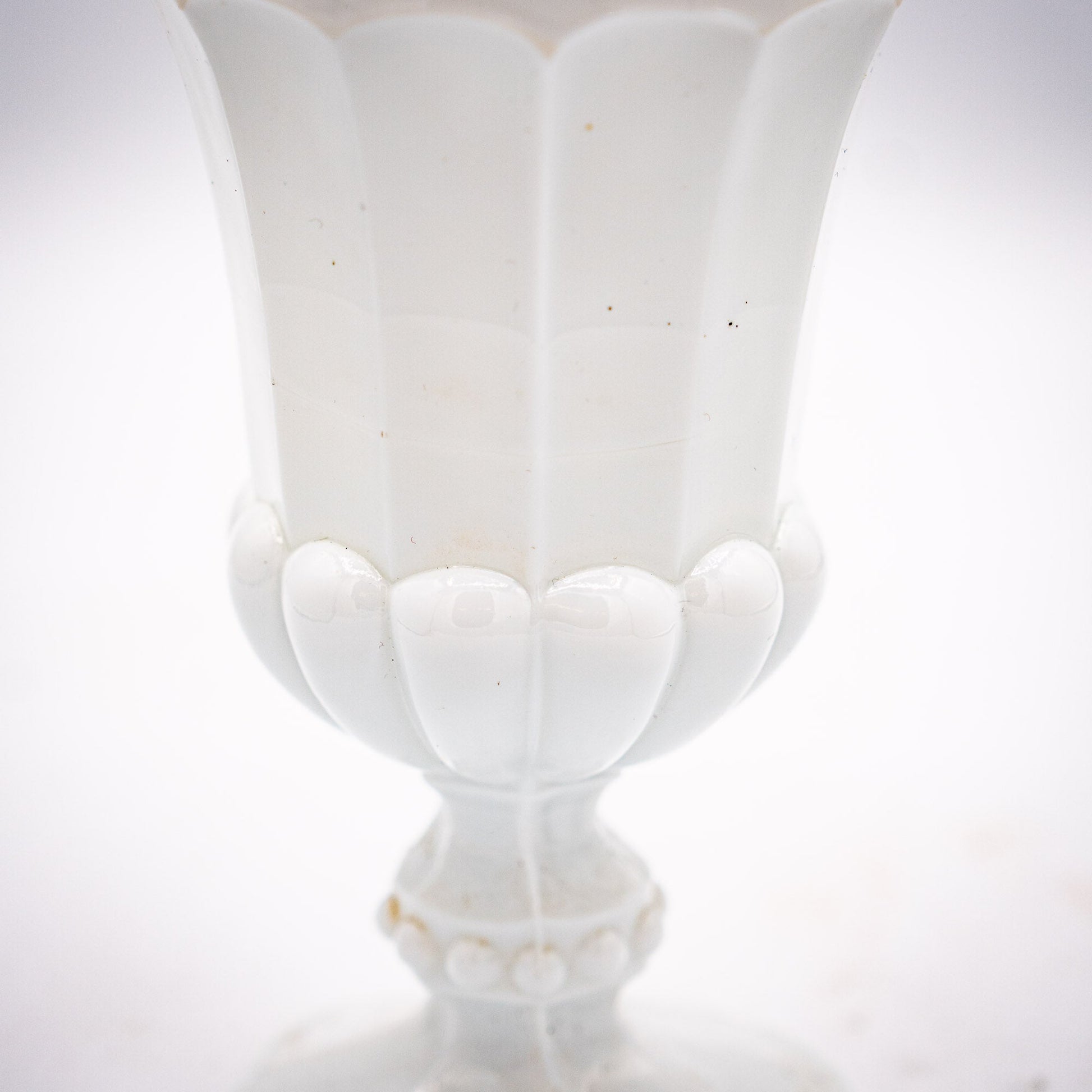 French Opaline Chalice Vase (Lobed & Beaded) – 1910s - Vase - The Vintage Tales