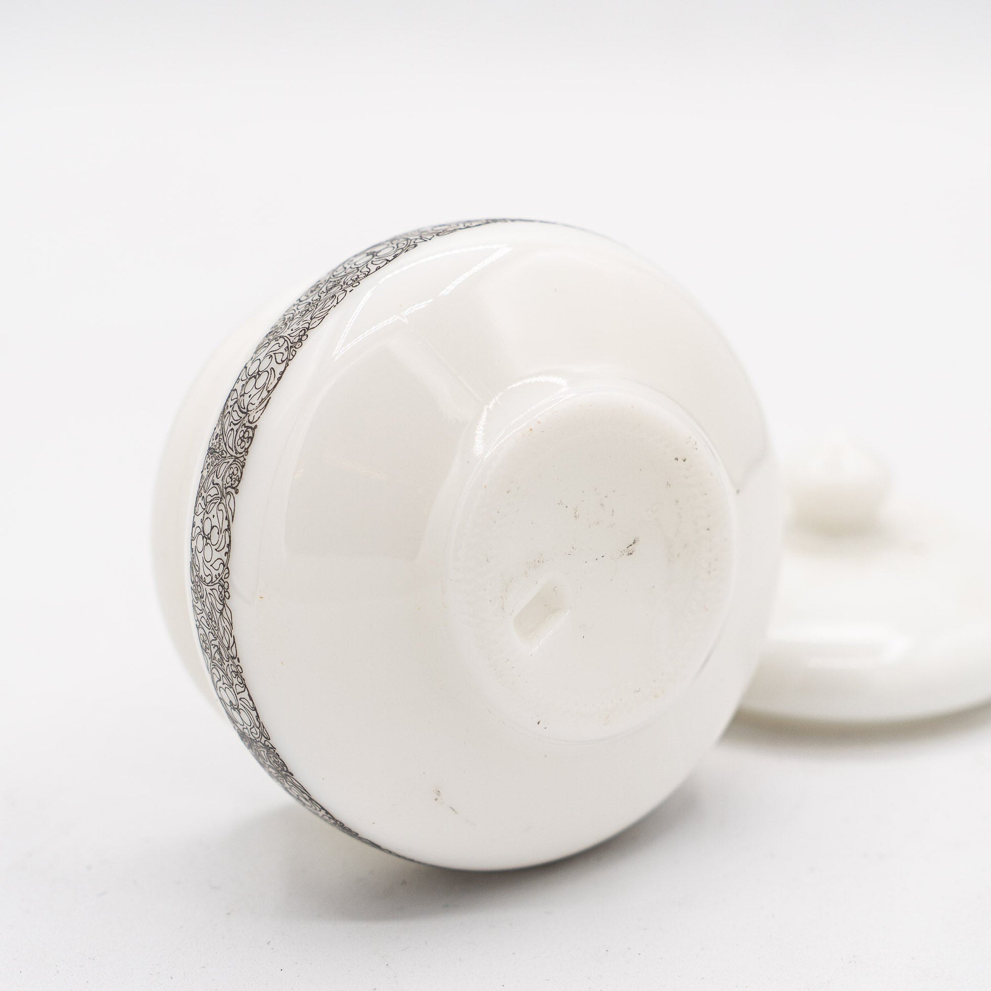 French Opaline Lidded Trinket Jar – Art - Nouveau Scroll Band – 1900s - Candy - The Vintage Tales