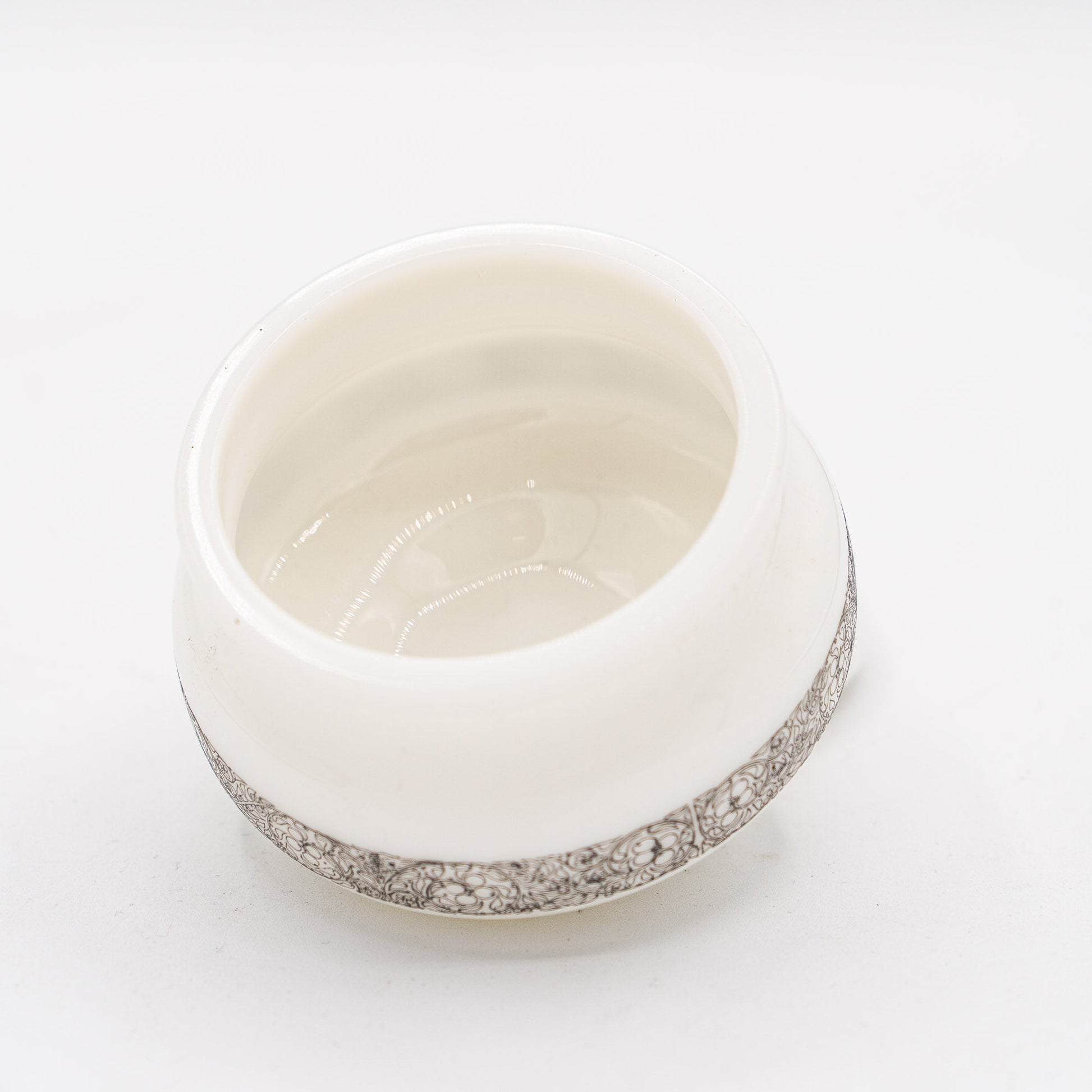 French Opaline Lidded Trinket Jar – Art - Nouveau Scroll Band – 1900s - Candy - The Vintage Tales