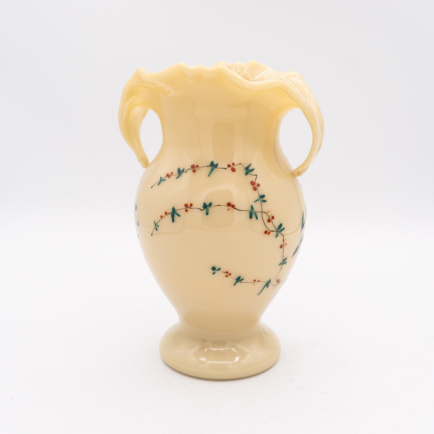 French Opaline Two - Handled Vase - Jaune Jonquille - 1890s - Vase - The Vintage Tales