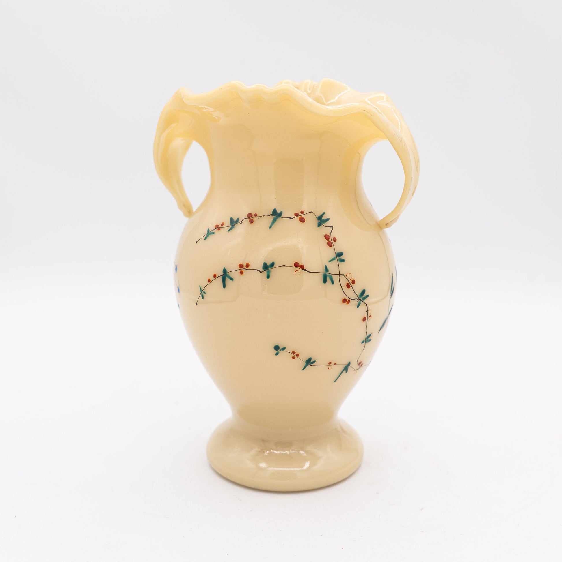 French Opaline Two - Handled Vase - Jaune Jonquille - 1890s - Vase - The Vintage Tales