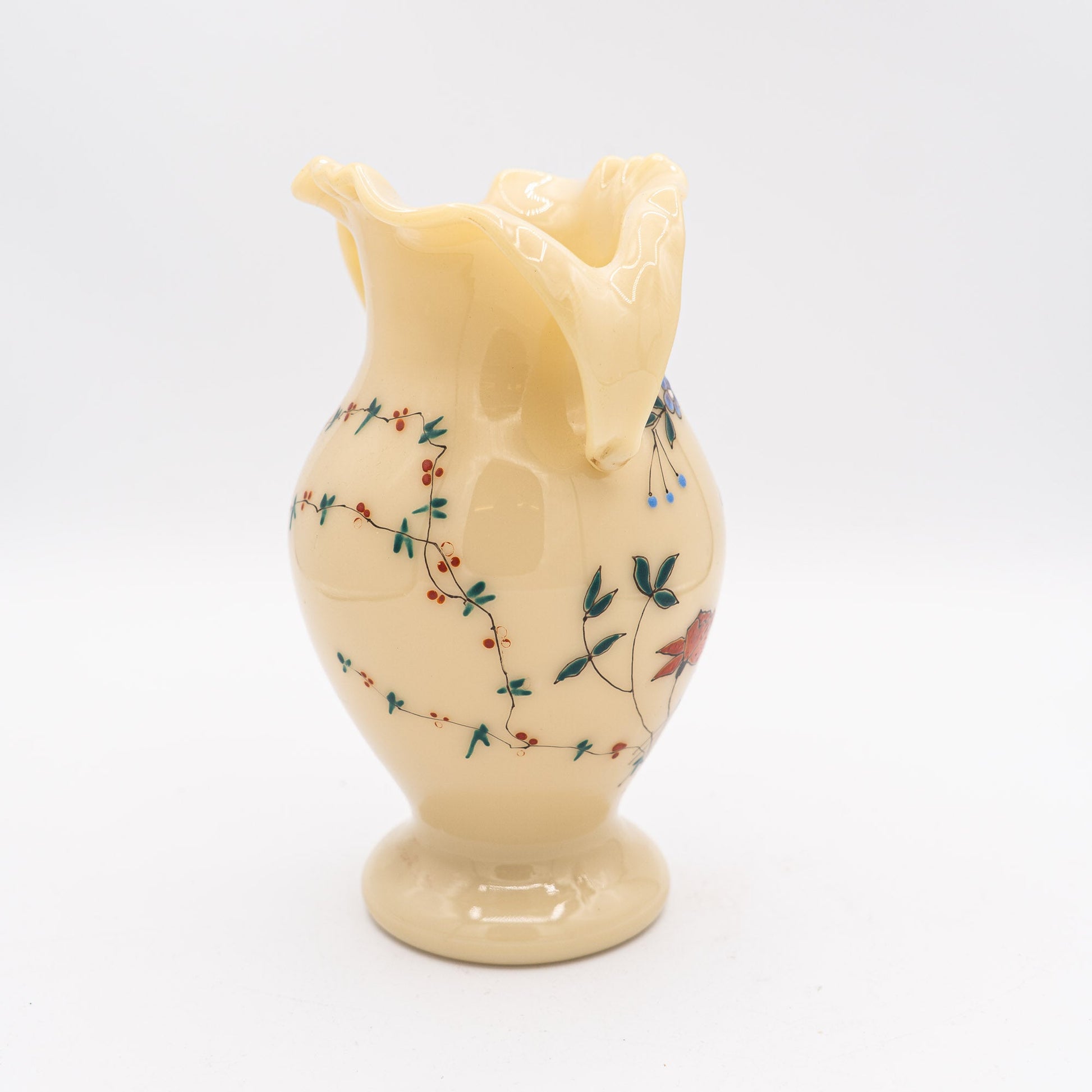 French Opaline Two - Handled Vase - Jaune Jonquille - 1890s - Vase - The Vintage Tales