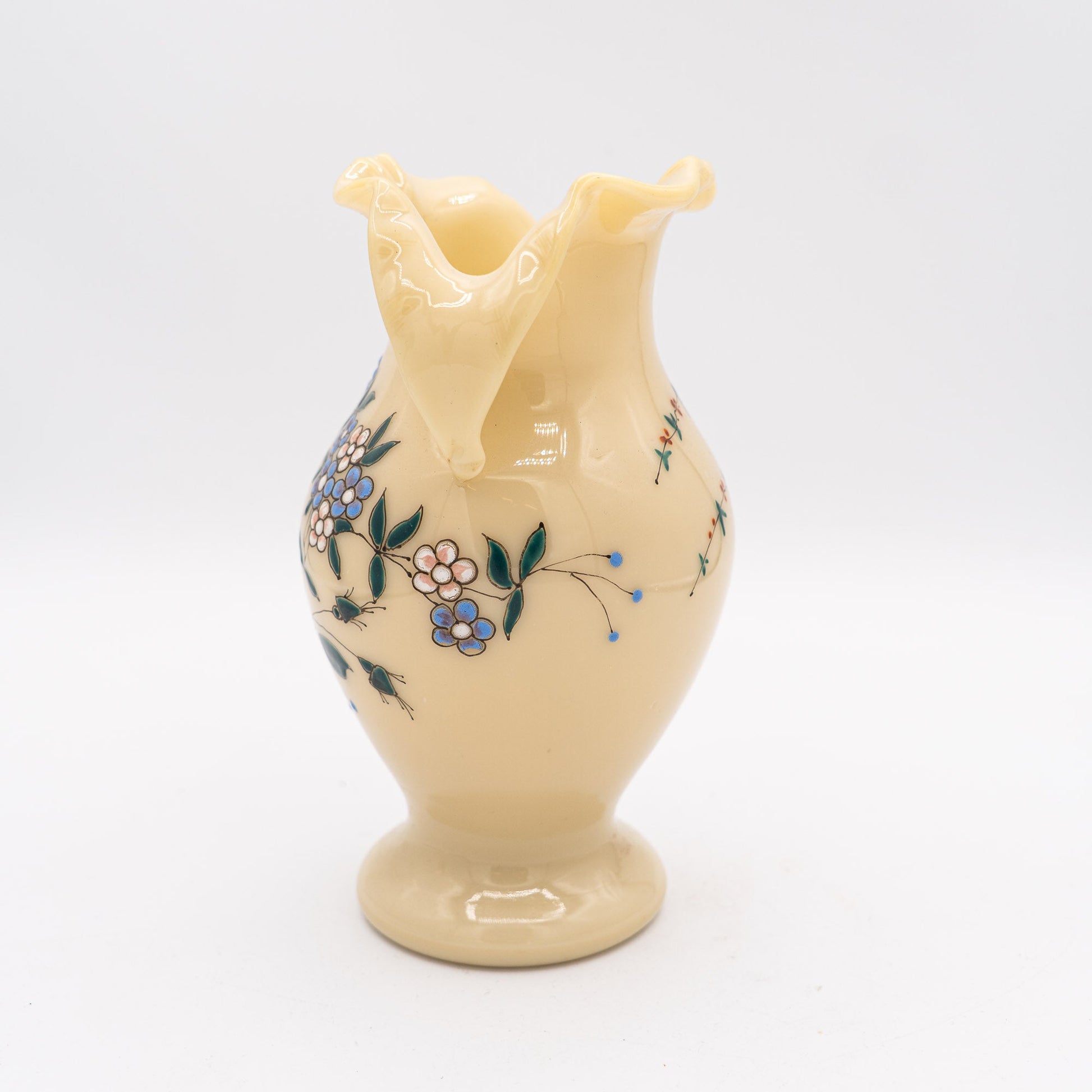 French Opaline Two - Handled Vase - Jaune Jonquille - 1890s - Vase - The Vintage Tales