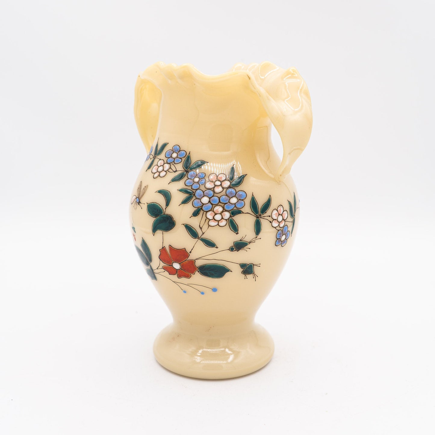 French Opaline Two - Handled Vase - Jaune Jonquille - 1890s - Vase - The Vintage Tales