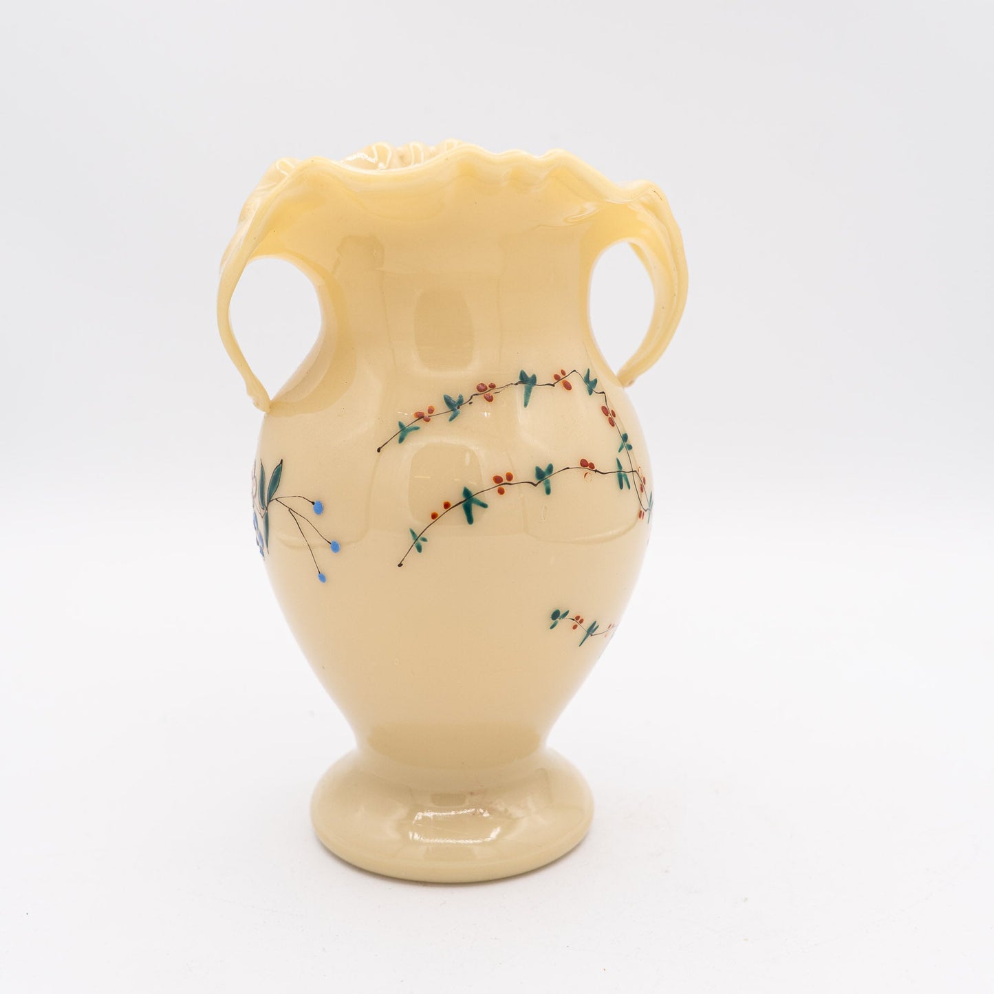 French Opaline Two - Handled Vase - Jaune Jonquille - 1890s - Vase - The Vintage Tales