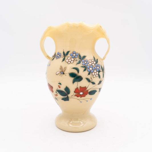 French Opaline Two - Handled Vase - Jaune Jonquille - 1890s - Vase - The Vintage Tales