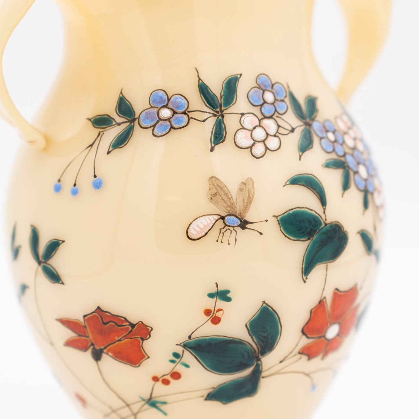 French Opaline Two - Handled Vase - Jaune Jonquille - 1890s - Vase - The Vintage Tales