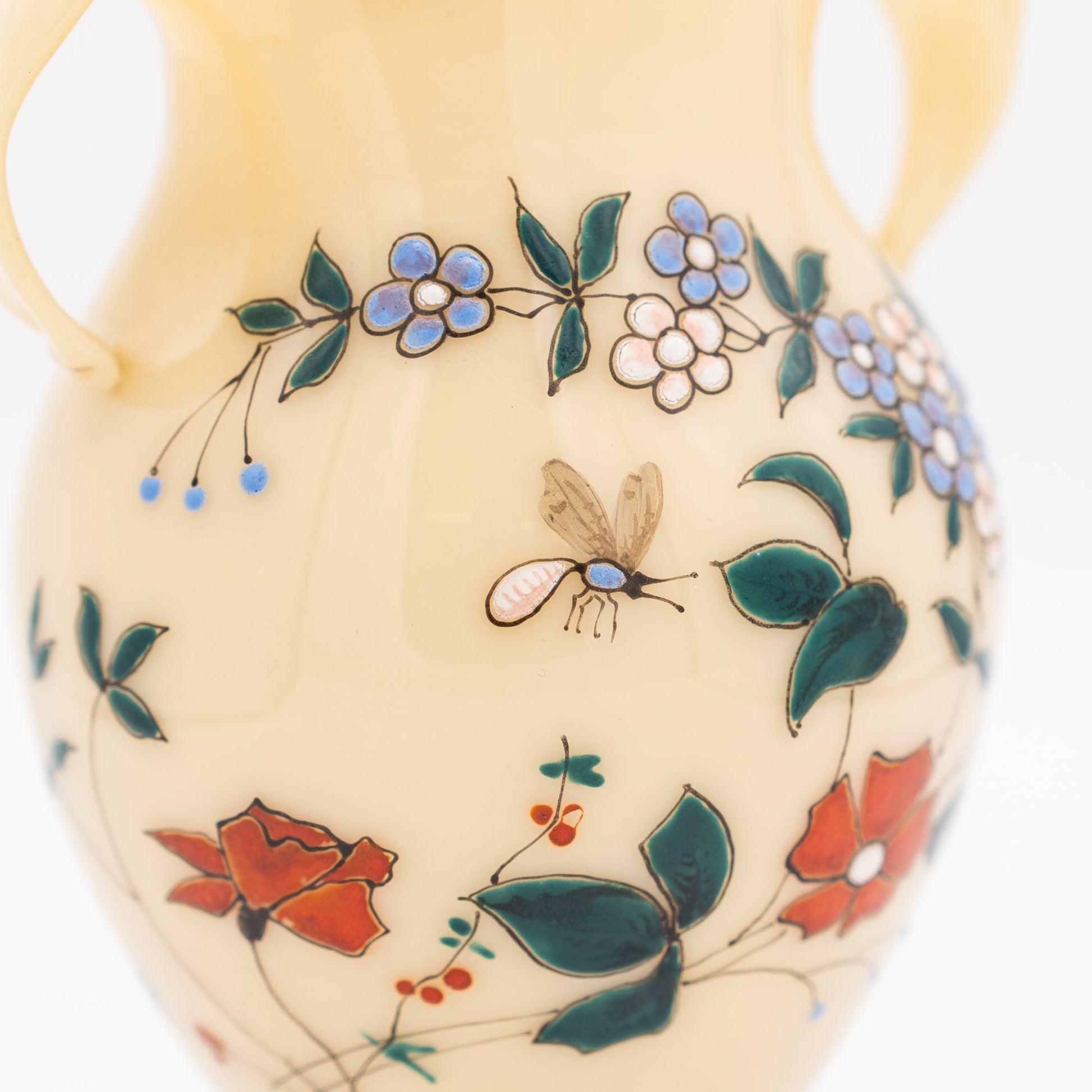 French Opaline Two - Handled Vase - Jaune Jonquille - 1890s - Vase - The Vintage Tales
