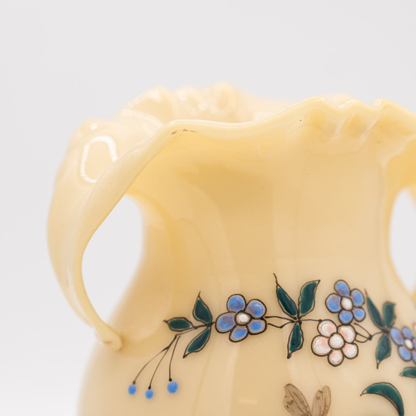 French Opaline Two - Handled Vase - Jaune Jonquille - 1890s - Vase - The Vintage Tales