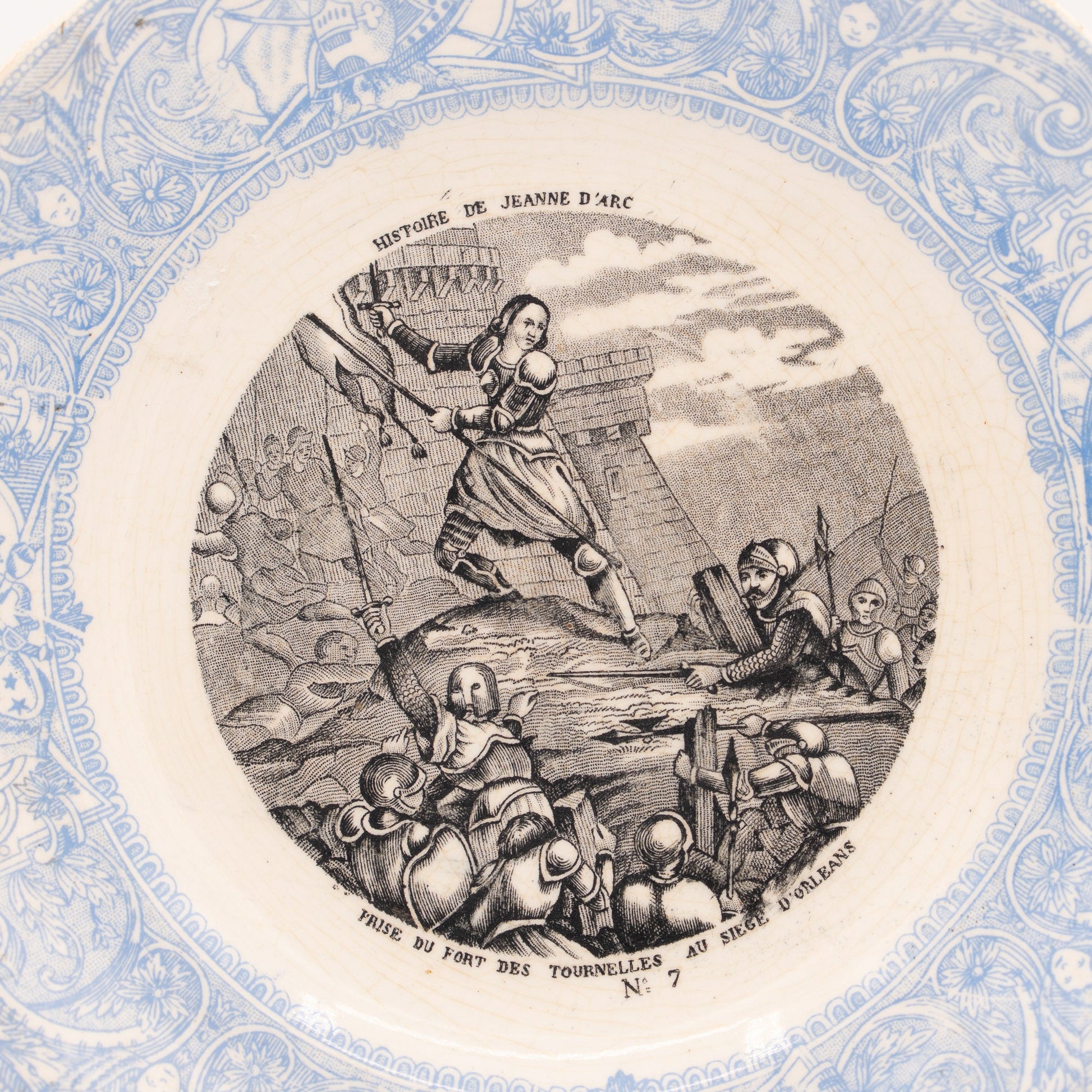 “Histoire de Jeanne d’Arc” - Set of 4 Transferware Plates - Gien - France, c.1880 - Cake Plate - The Vintage Tales