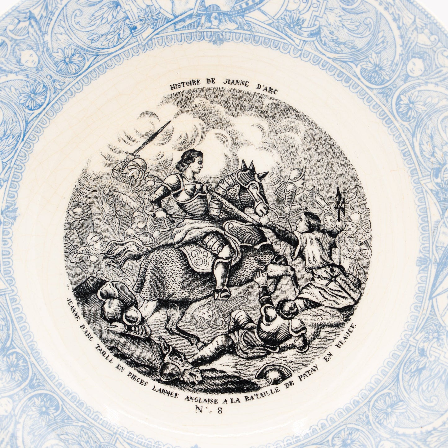 “Histoire de Jeanne d’Arc” - Set of 4 Transferware Plates - Gien - France, c.1880 - Cake Plate - The Vintage Tales
