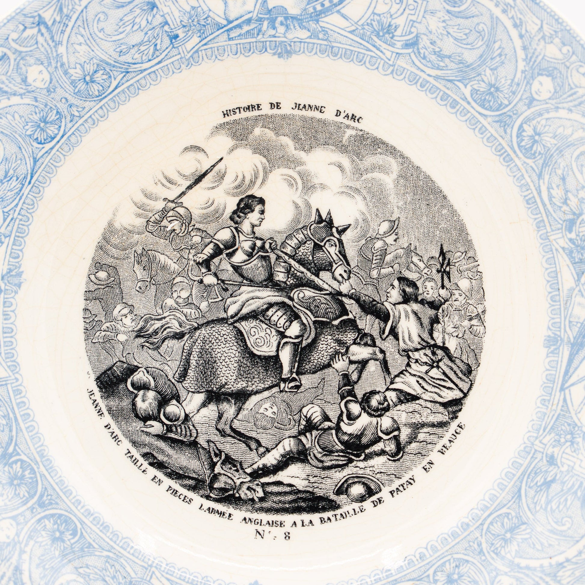 “Histoire de Jeanne d’Arc” - Set of 4 Transferware Plates - Gien - France, c.1880 - Cake Plate - The Vintage Tales
