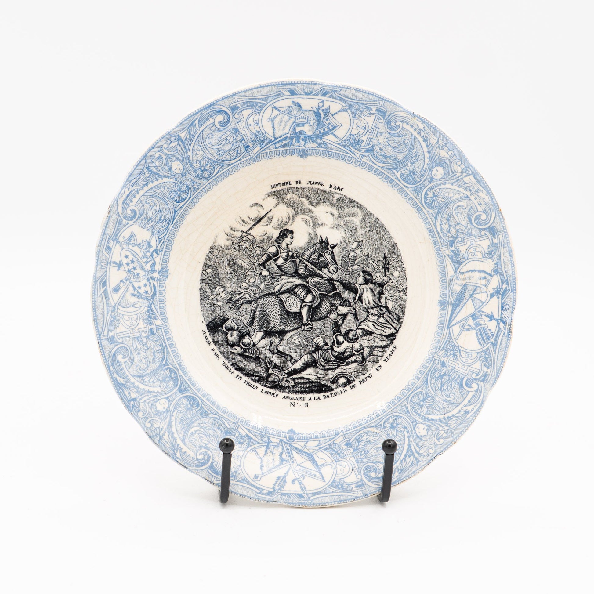 “Histoire de Jeanne d’Arc” - Set of 4 Transferware Plates - Gien - France, c.1880 - Cake Plate - The Vintage Tales