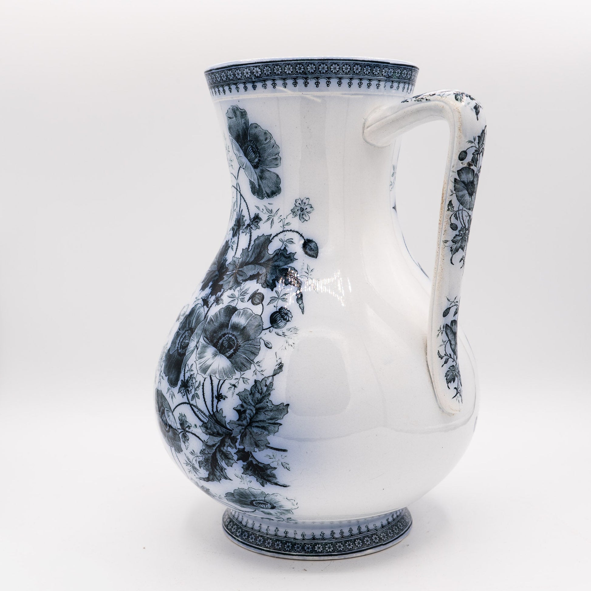 Large Blue Transferware Pitcher - Villeroy & Boch - 1900s - Pitcher & Jugs - The Vintage Tales