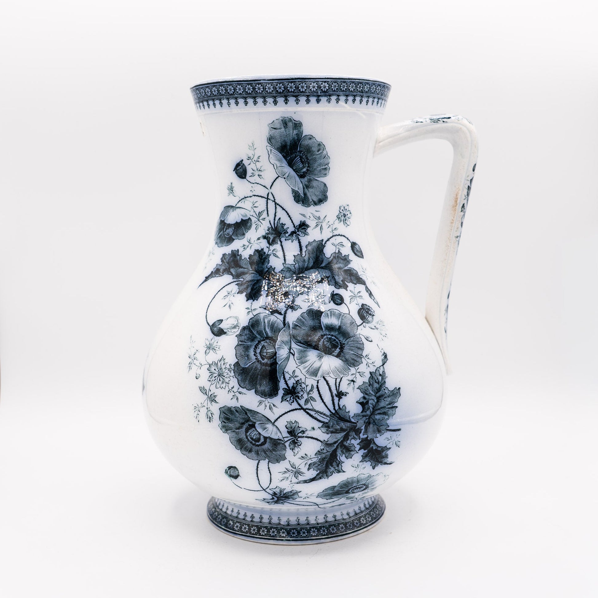 Large Blue Transferware Pitcher - Villeroy & Boch - 1900s - Pitcher & Jugs - The Vintage Tales