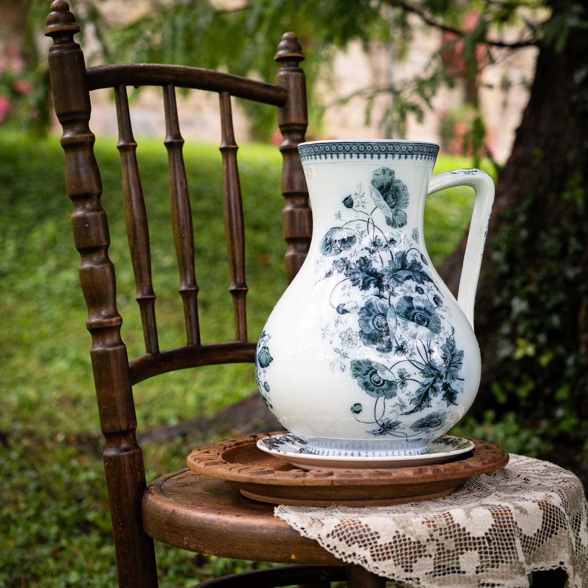 Large Blue Transferware Pitcher - Villeroy & Boch - 1900s - Pitcher & Jugs - The Vintage Tales