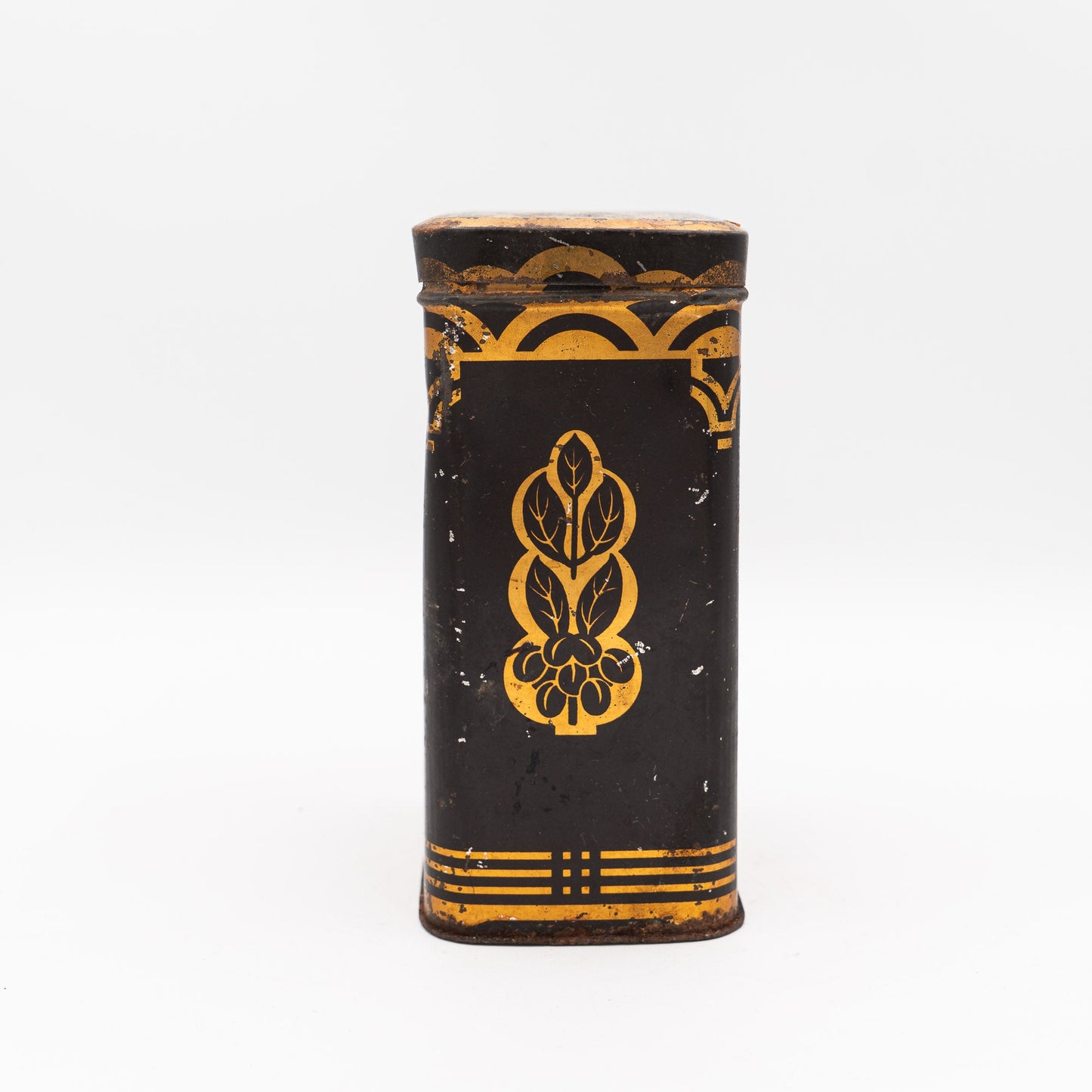 Lehmann Kaffee Advertising Tin, Leipzig - Black & Gold - 1940s–50s - Advertising Tin - The Vintage Tales